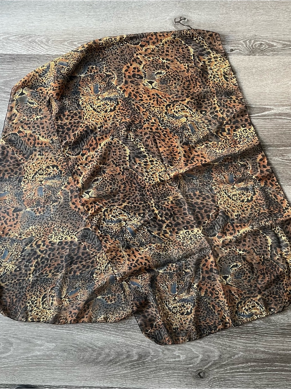 Sheer Leopard Print Scarf